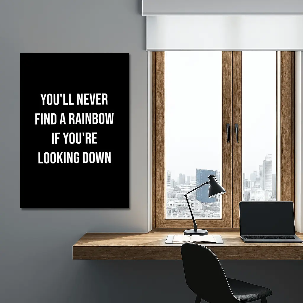 Rainbow Quote Bold White Black Background – Wall Art