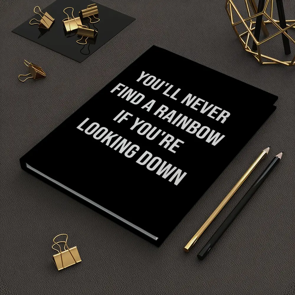 Rainbow Quote Bold White Black Background – Notebooks