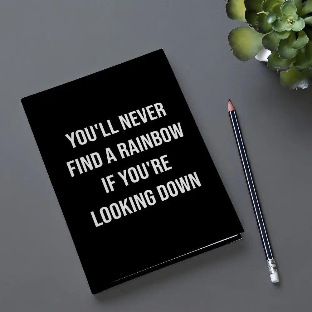 Rainbow Quote Bold White Black Background – Notebooks