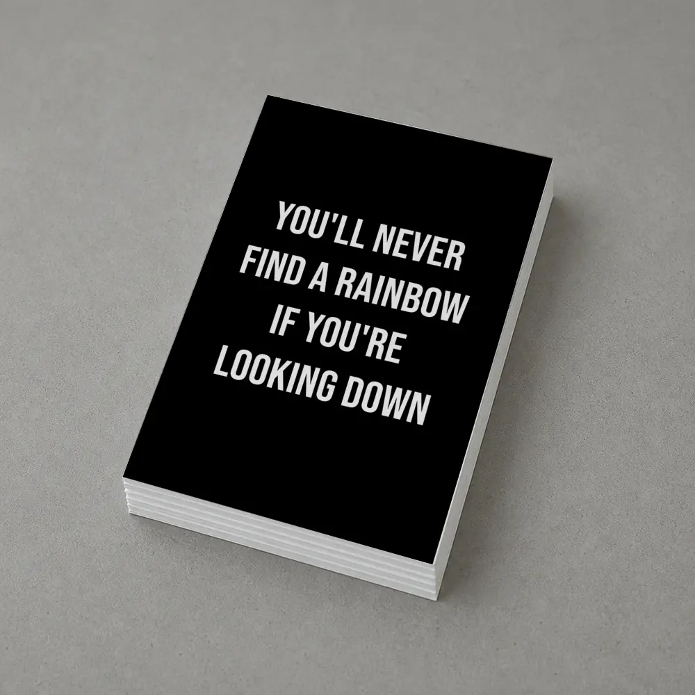 Rainbow Quote Bold White Black Background – Postcards