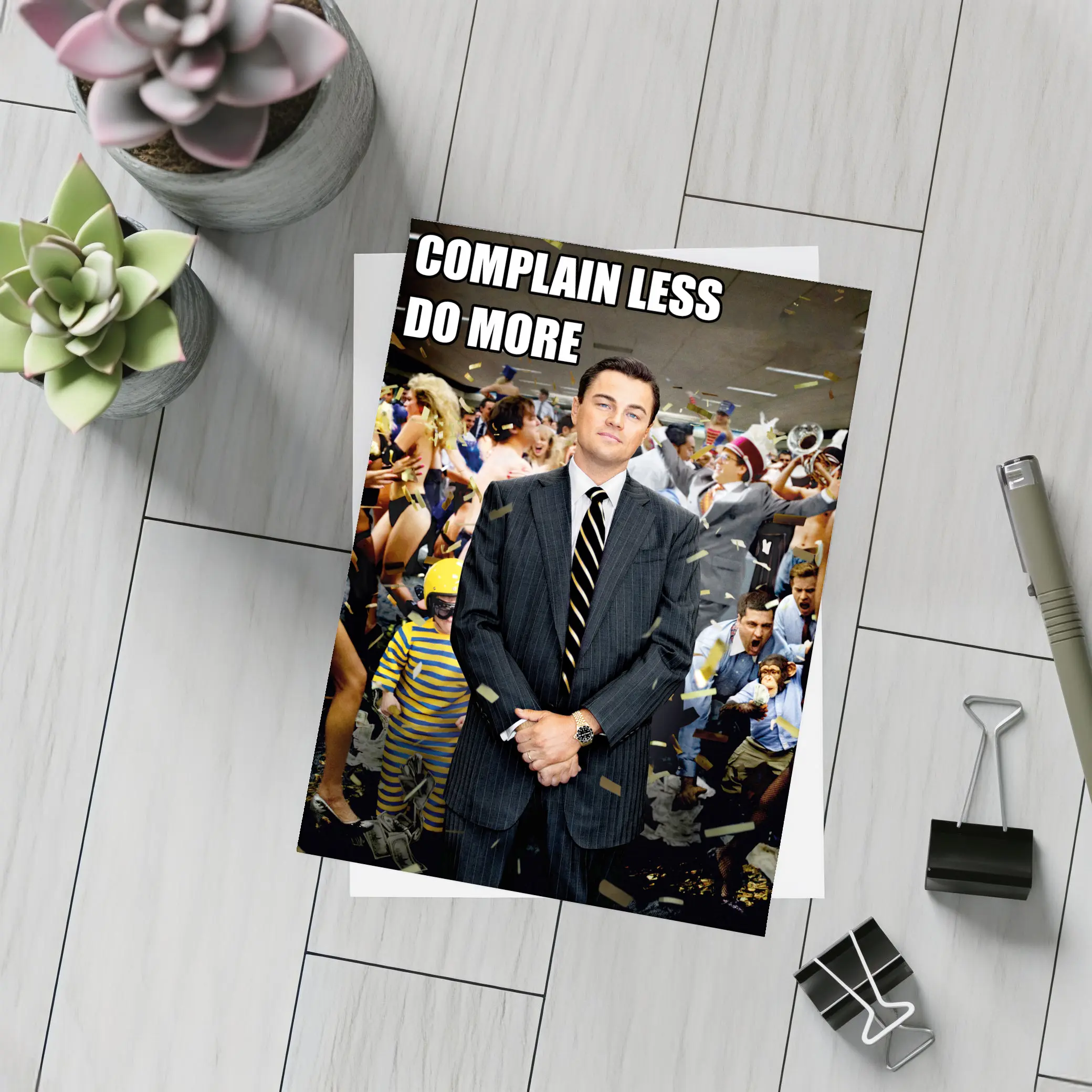 Complain Less Do More Man Office Party – Postcards
