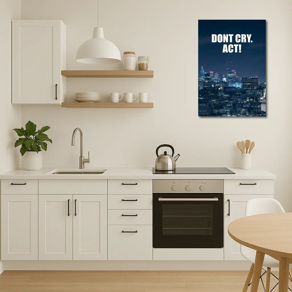 Dont Cry Act Quote City Night Skyline – Wall Art