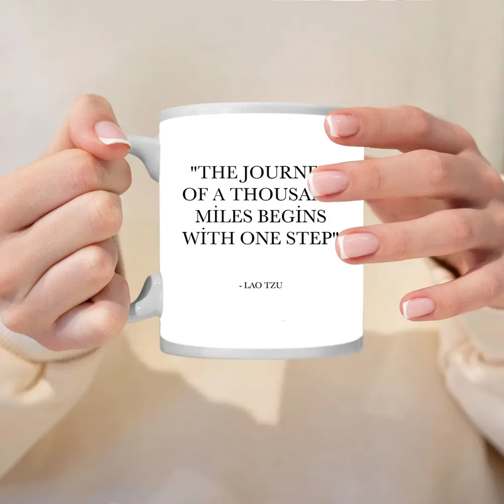 Lao Tzu Journey Thousand Miles Quote Art – Mugs