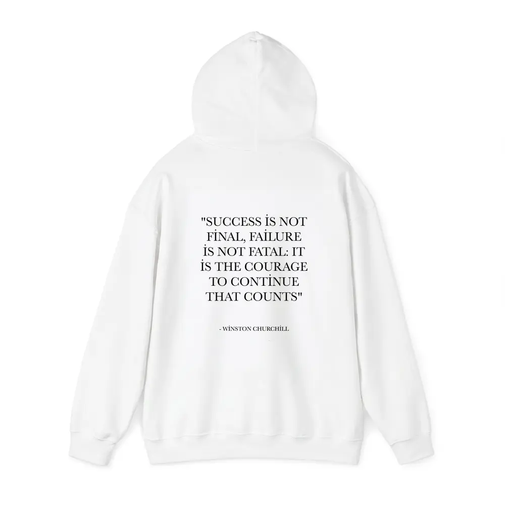 Winston Churchill Success Courage Quote Black White – Hoodies