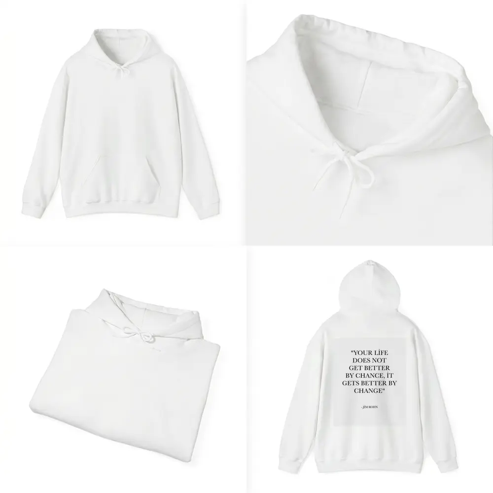 Jim Rohn Life Change Quote Black White – Hoodies