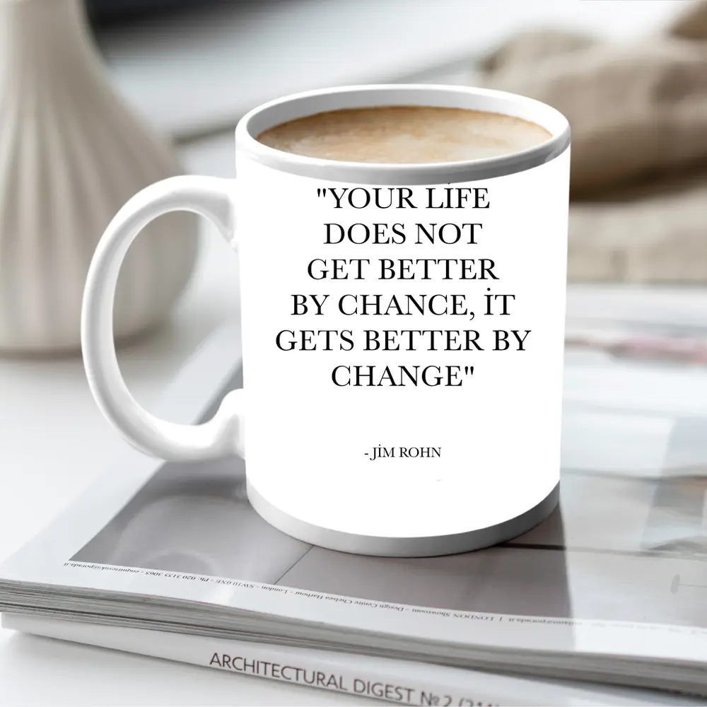 Jim Rohn Life Change Quote Black White – Mugs
