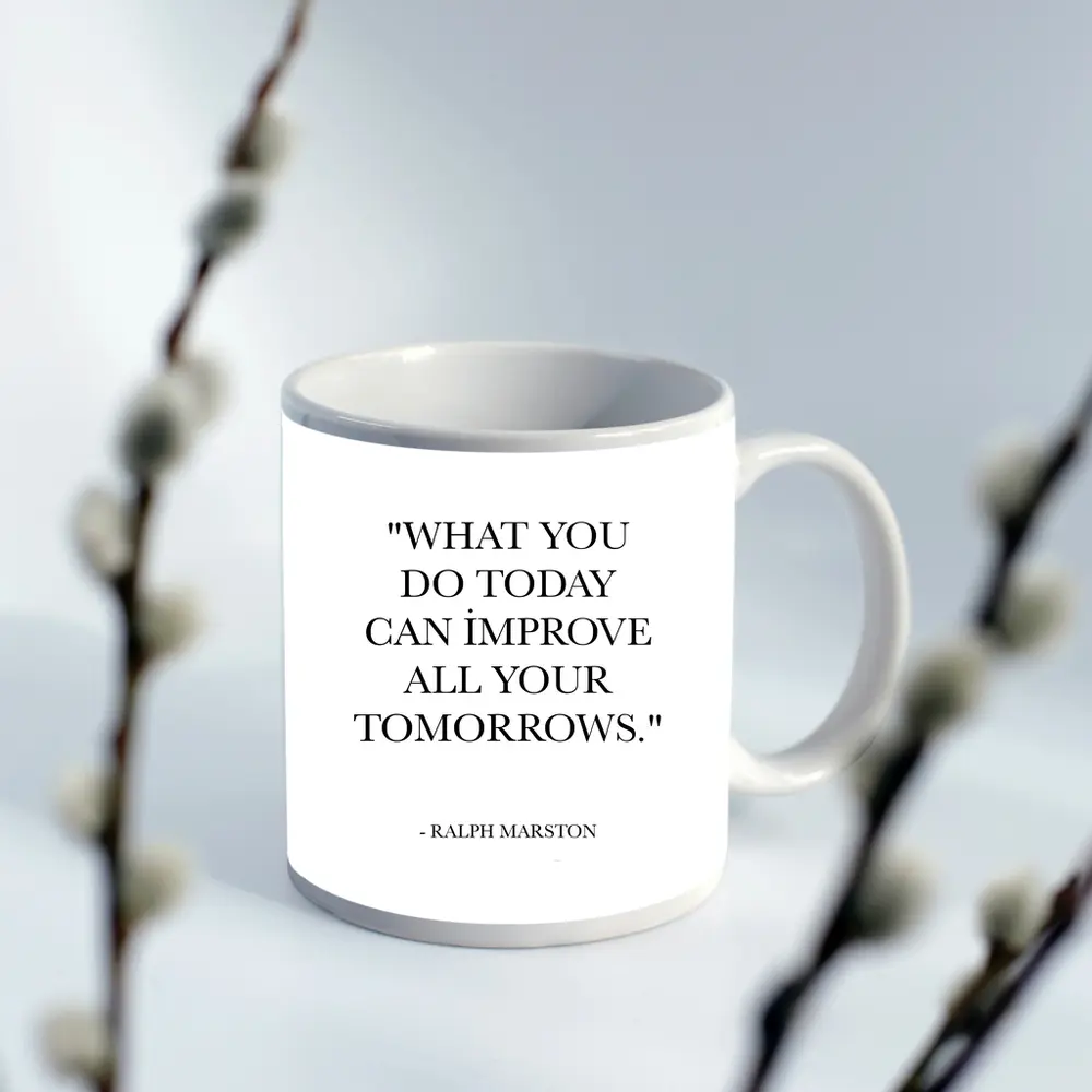Ralph Marston Quote Black White Minimal Art – Mugs