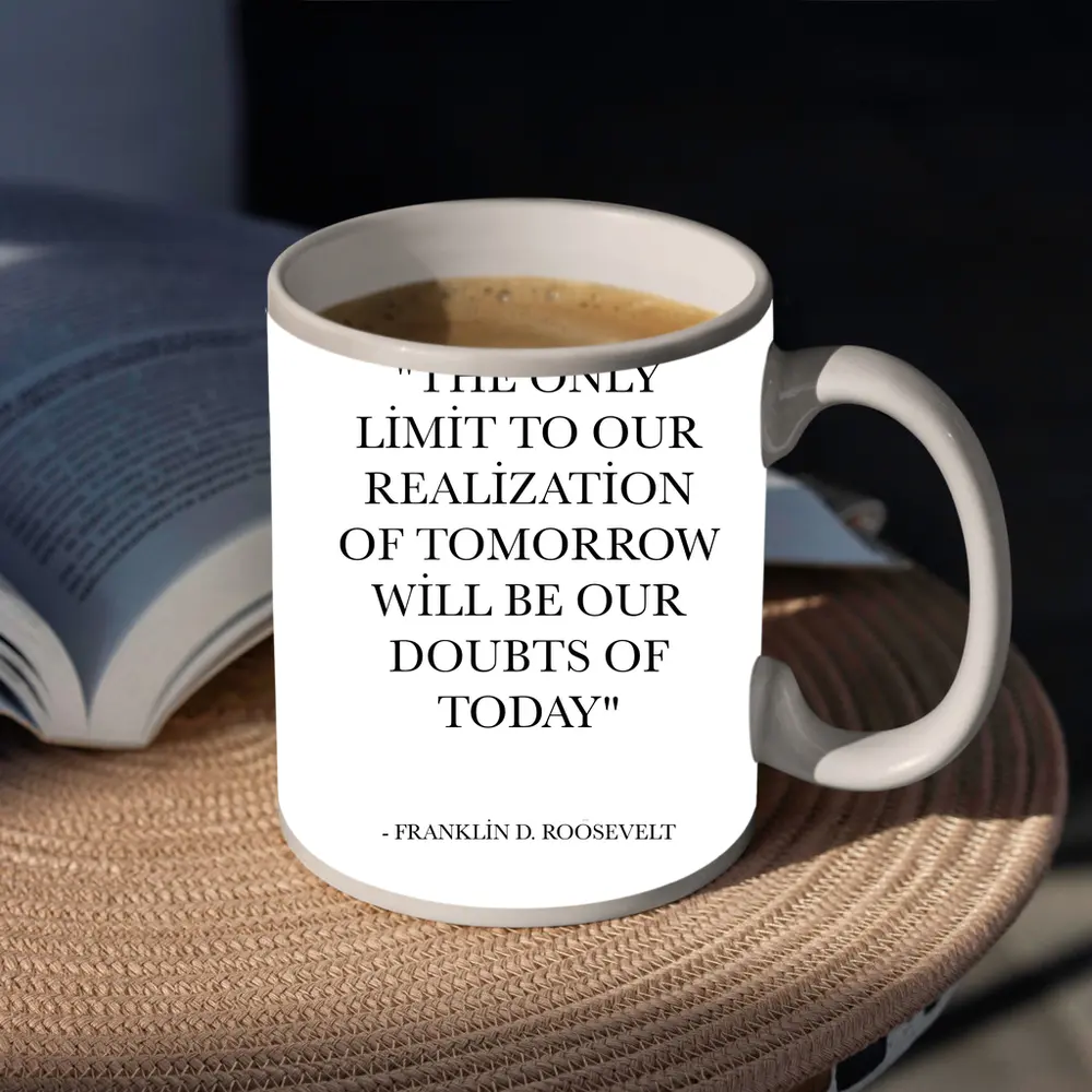 Franklin Roosevelt Quote Black White Minimal – Mugs
