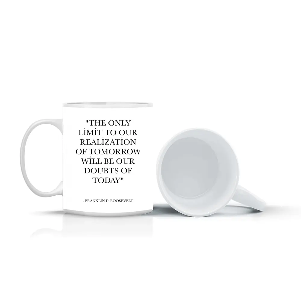 Franklin Roosevelt Quote Black White Minimal – Mugs