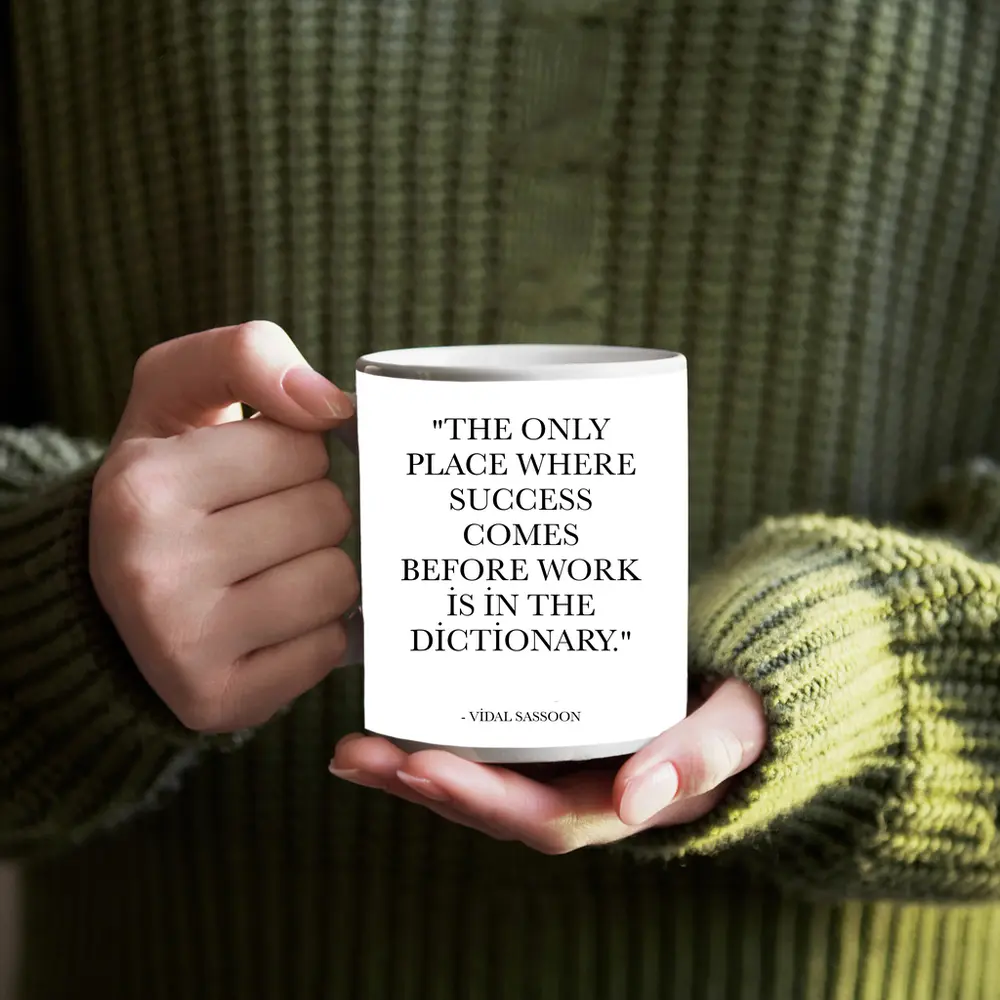 Vidal Sassoon Success Quote Black White – Mugs