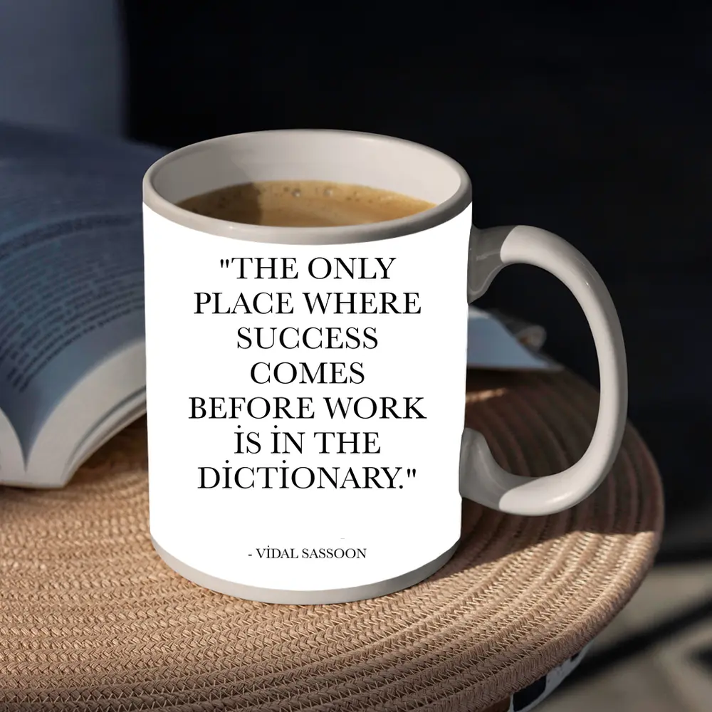 Vidal Sassoon Success Quote Black White – Mugs