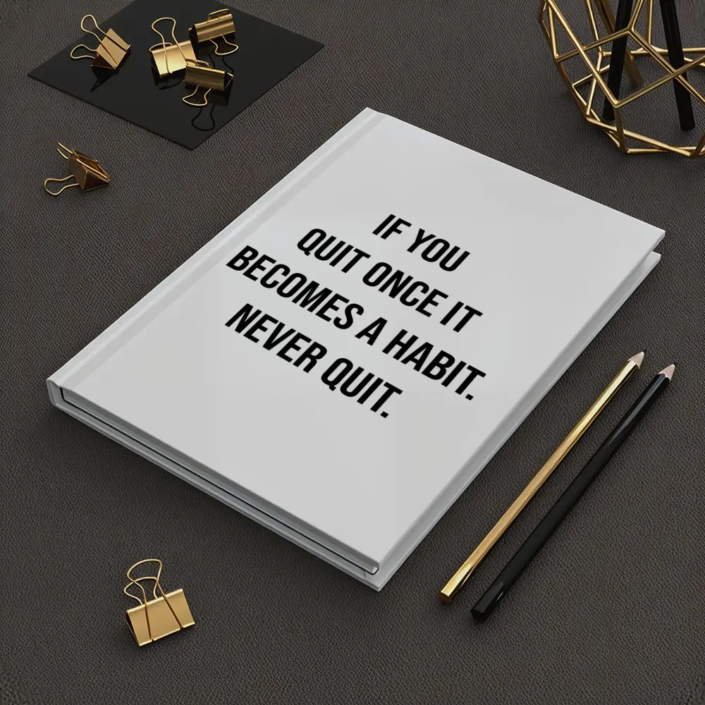 Never Quit Motivational Quote Black White – Notebooks