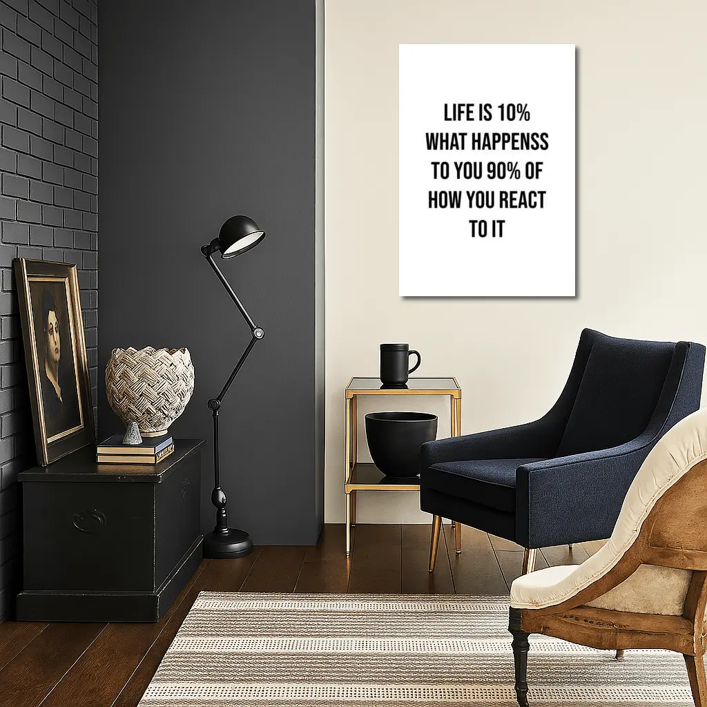 Life Is Ten Percent Reaction Motivational Quote – Wall Art