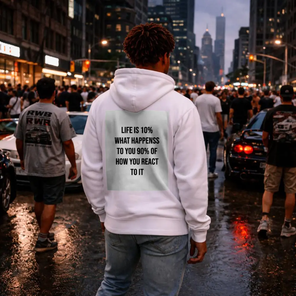 Life Is Ten Percent Reaction Motivational Quote – Hoodies