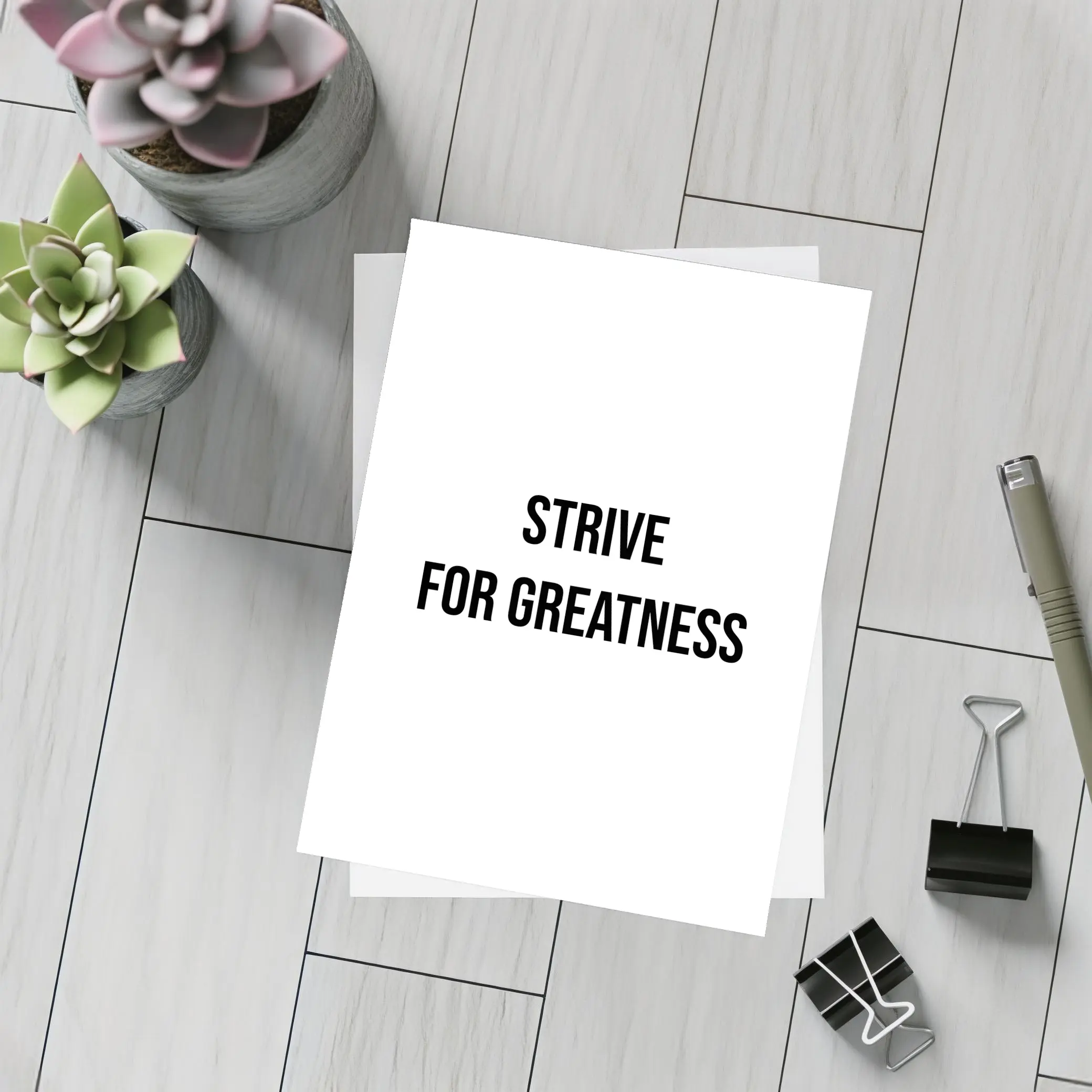 Strive For Greatness Bold Black White Print – Postcards