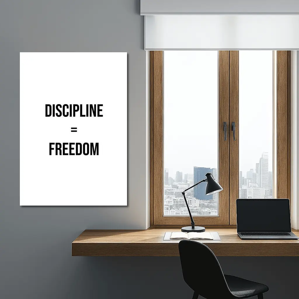 Discipline Equals Freedom Bold Black Typography – Wall Art