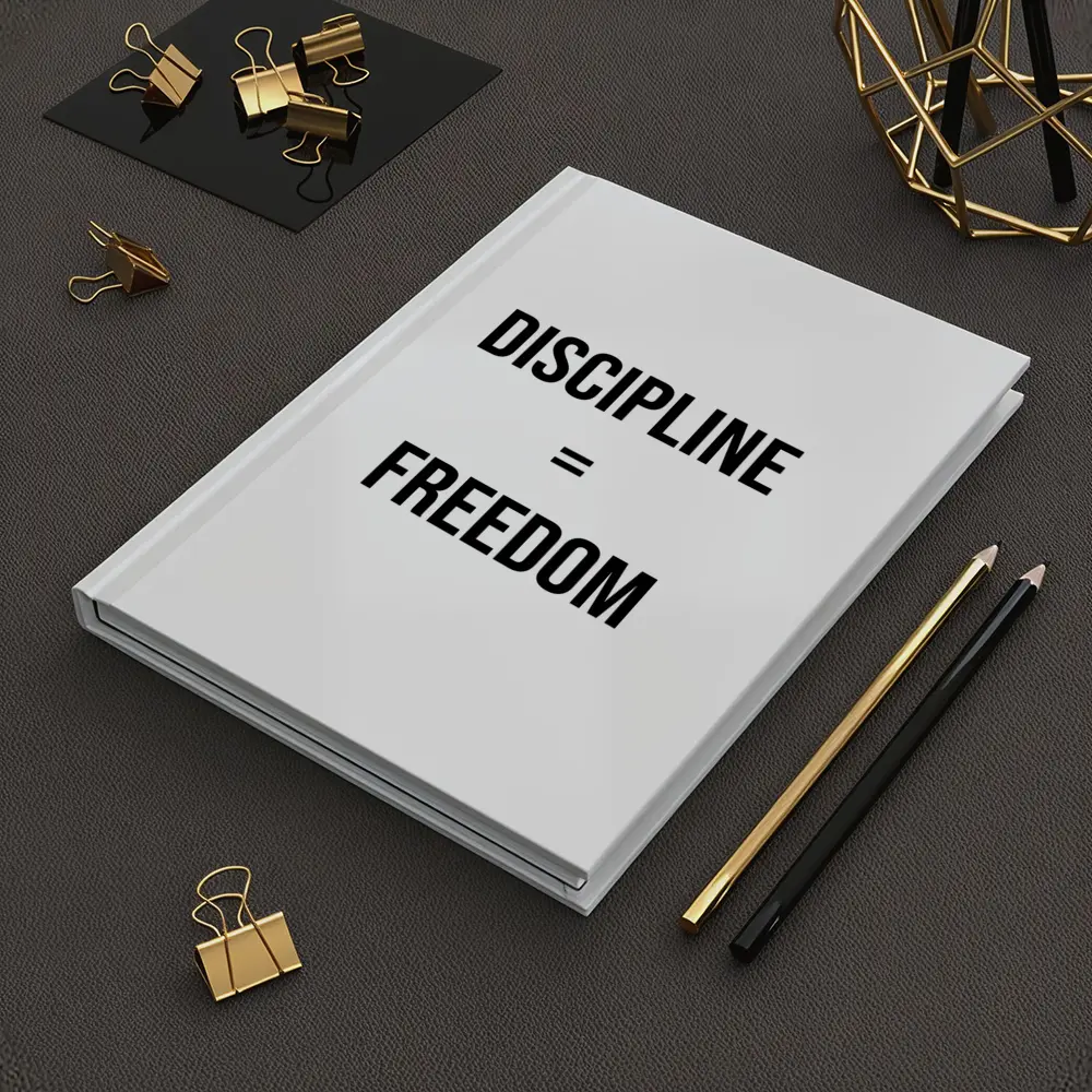 Discipline Equals Freedom Bold Black Typography – Notebooks