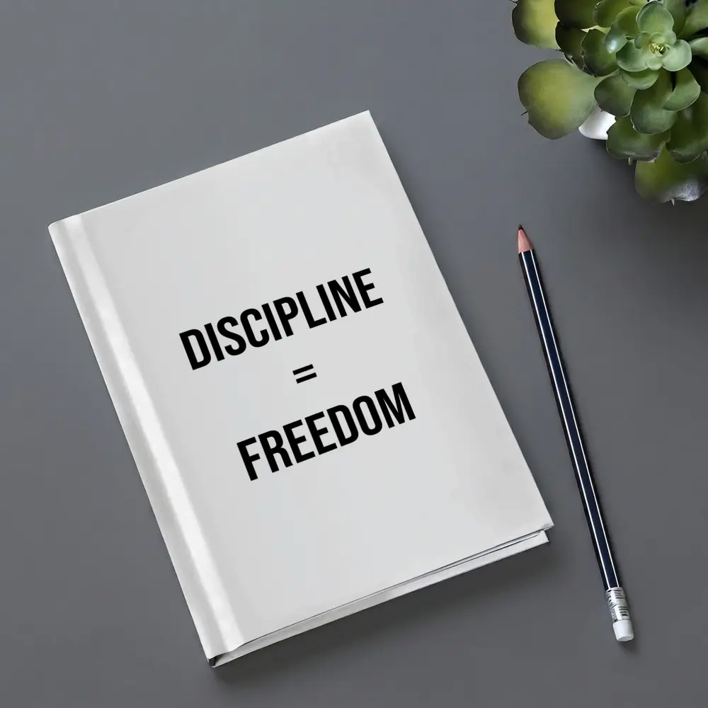 Discipline Equals Freedom Bold Black Typography – Notebooks