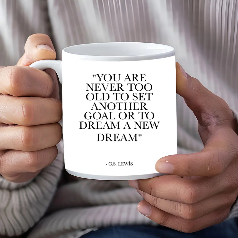 CS Lewis Dream Quote Black White Print – Mugs
