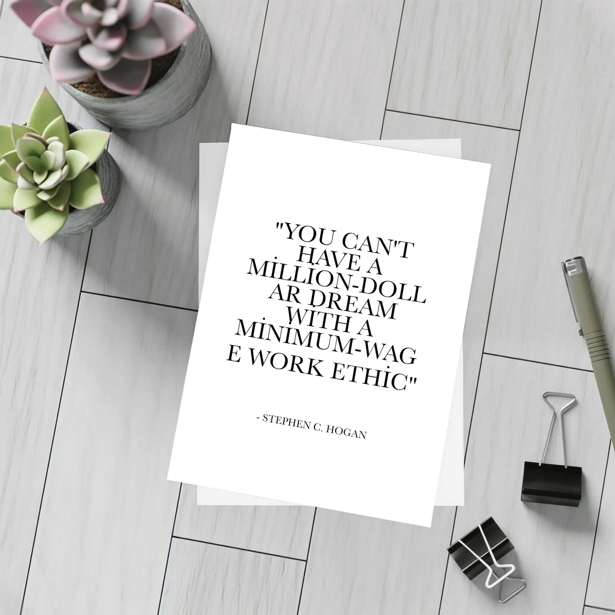 Million Dollar Dream Minimum Wage Work Ethic Quote – Postcards