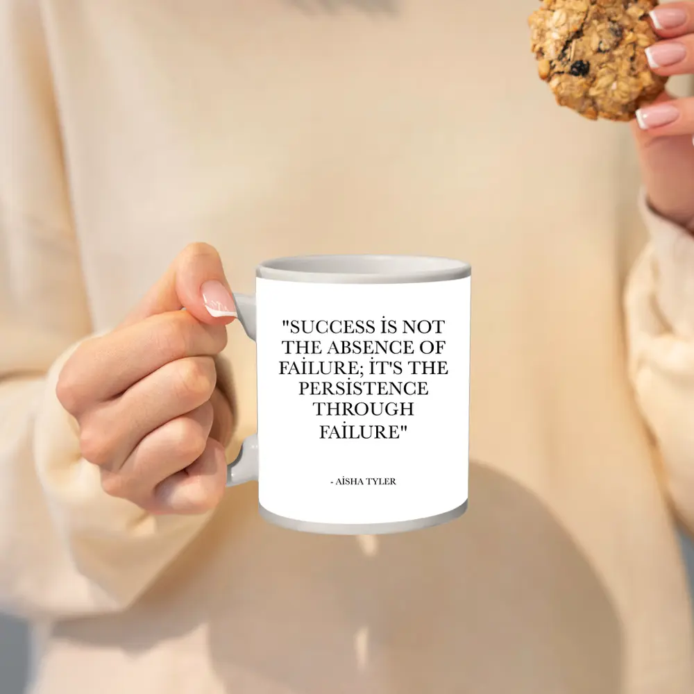 Aisha Tyler Success Persistence Failure Quote Print – Mugs
