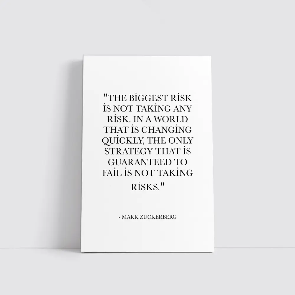 Mark Zuckerberg Risk Quote Black White – Wall Art