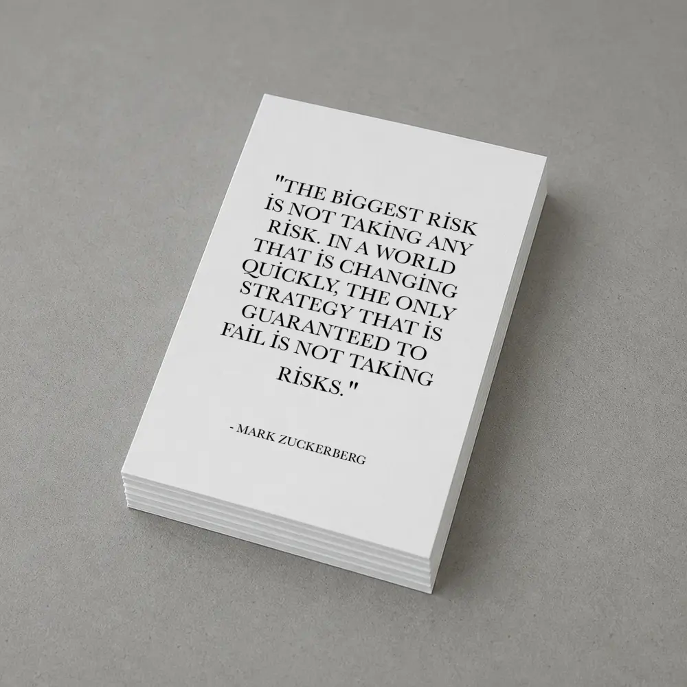 Mark Zuckerberg Risk Quote Black White – Postcards