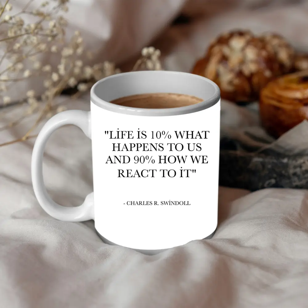 Charles Swindoll Life Quote Black White – Mugs