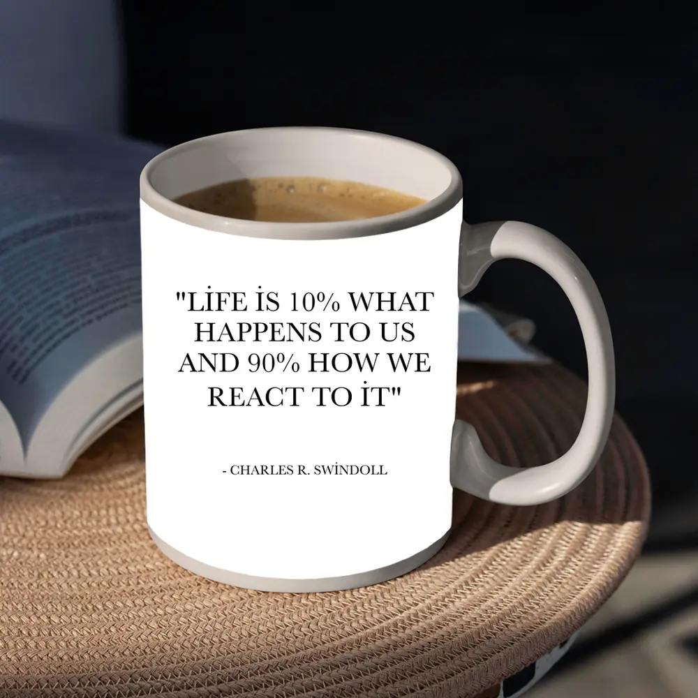 Charles Swindoll Life Quote Black White – Mugs
