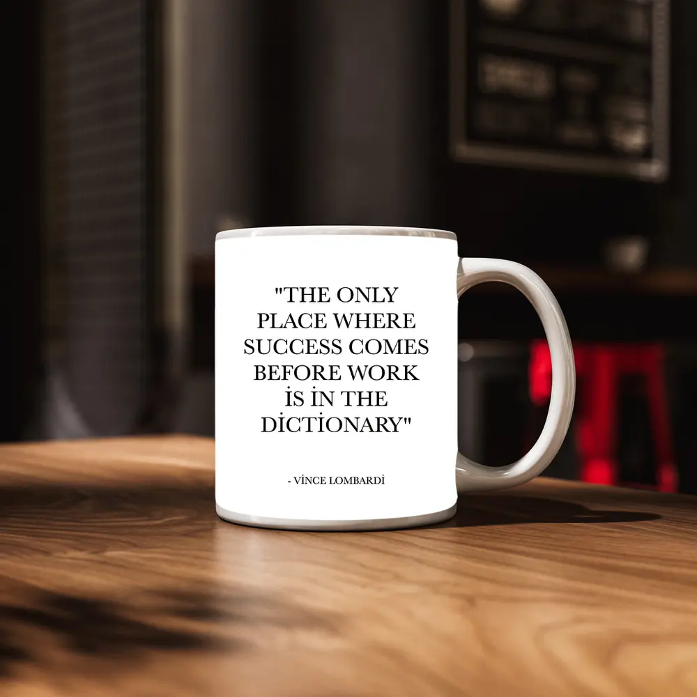 Vince Lombardi Success Quote Black White – Mugs
