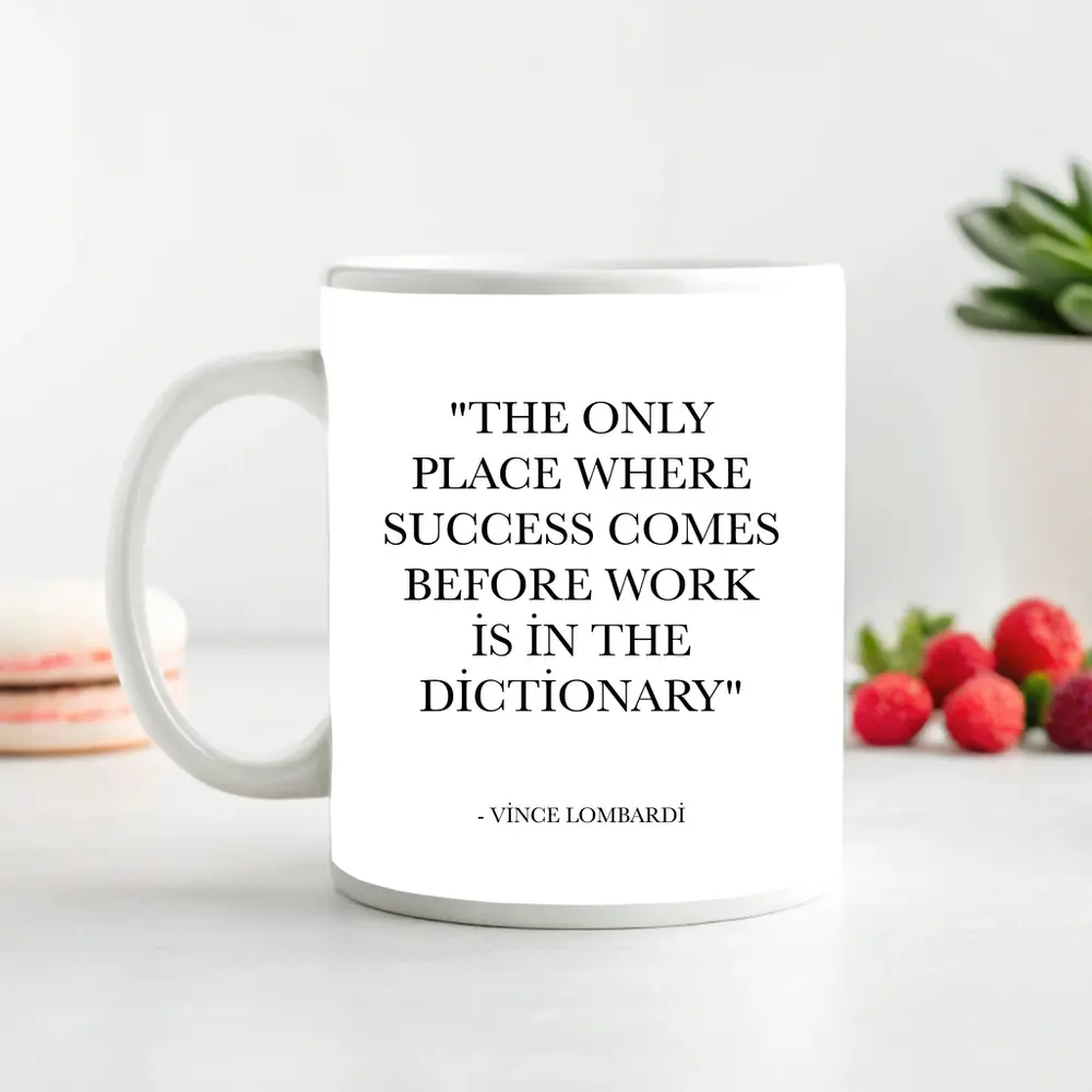 Vince Lombardi Success Quote Black White – Mugs
