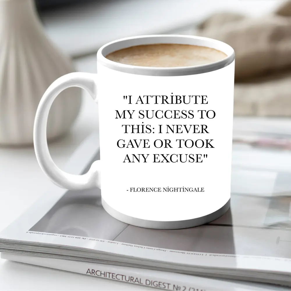 Florence Nightingale Success Quote Black White – Mugs