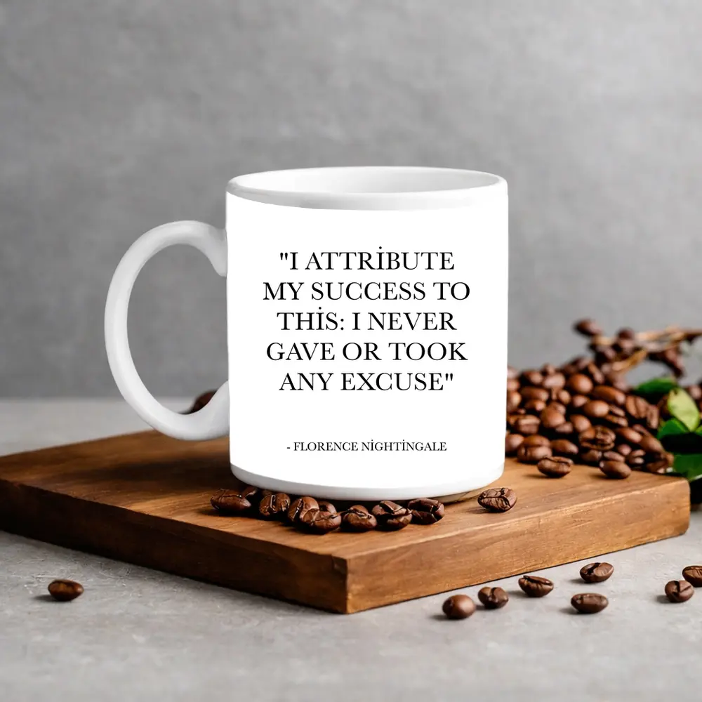 Florence Nightingale Success Quote Black White – Mugs