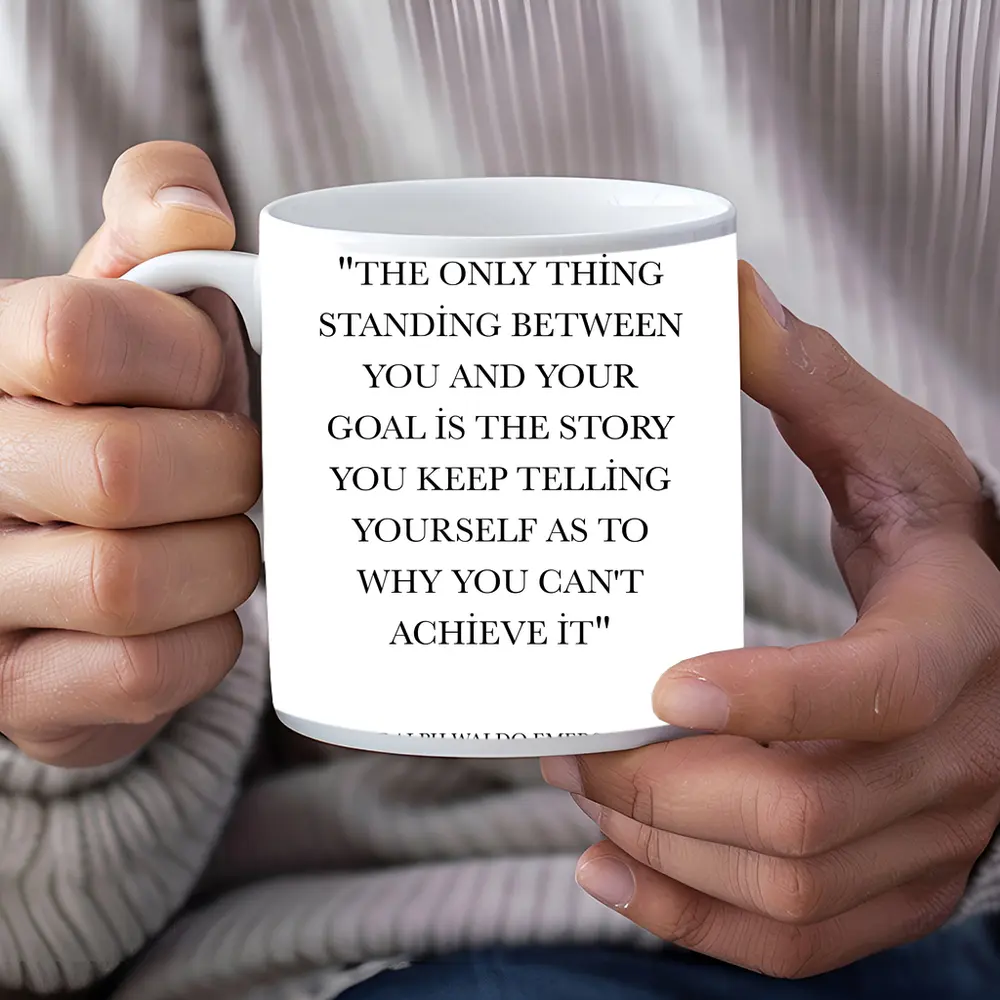 Ralph Waldo Emerson Goal Motivational Quote Print – Mugs