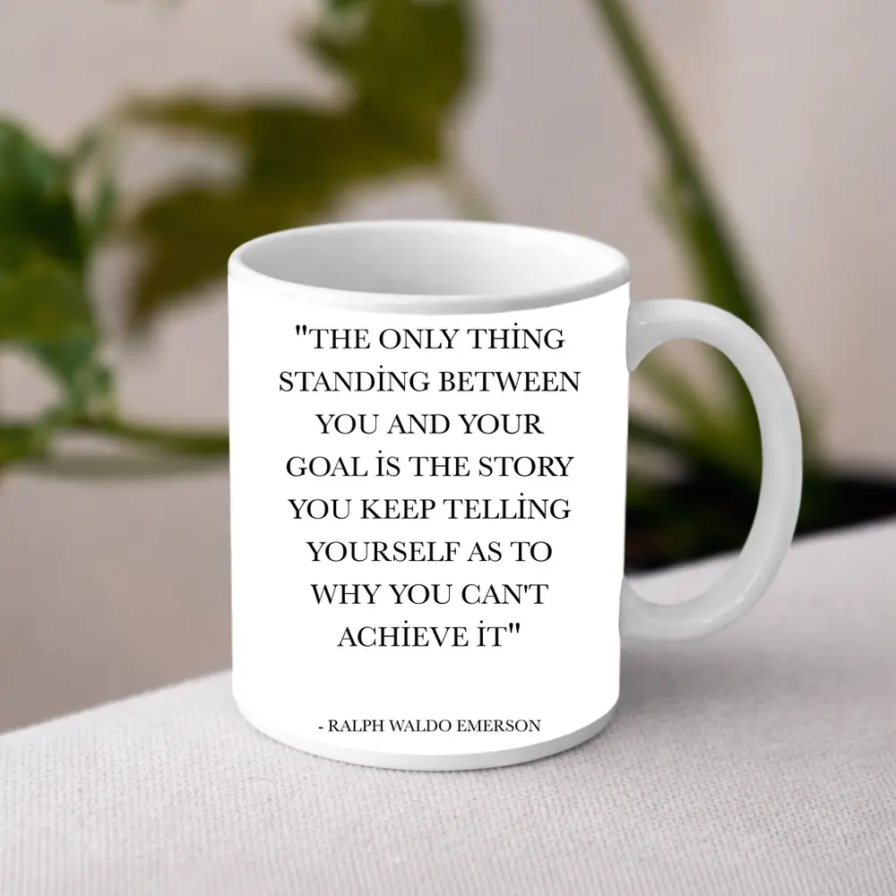 Ralph Waldo Emerson Goal Motivational Quote Print – Mugs