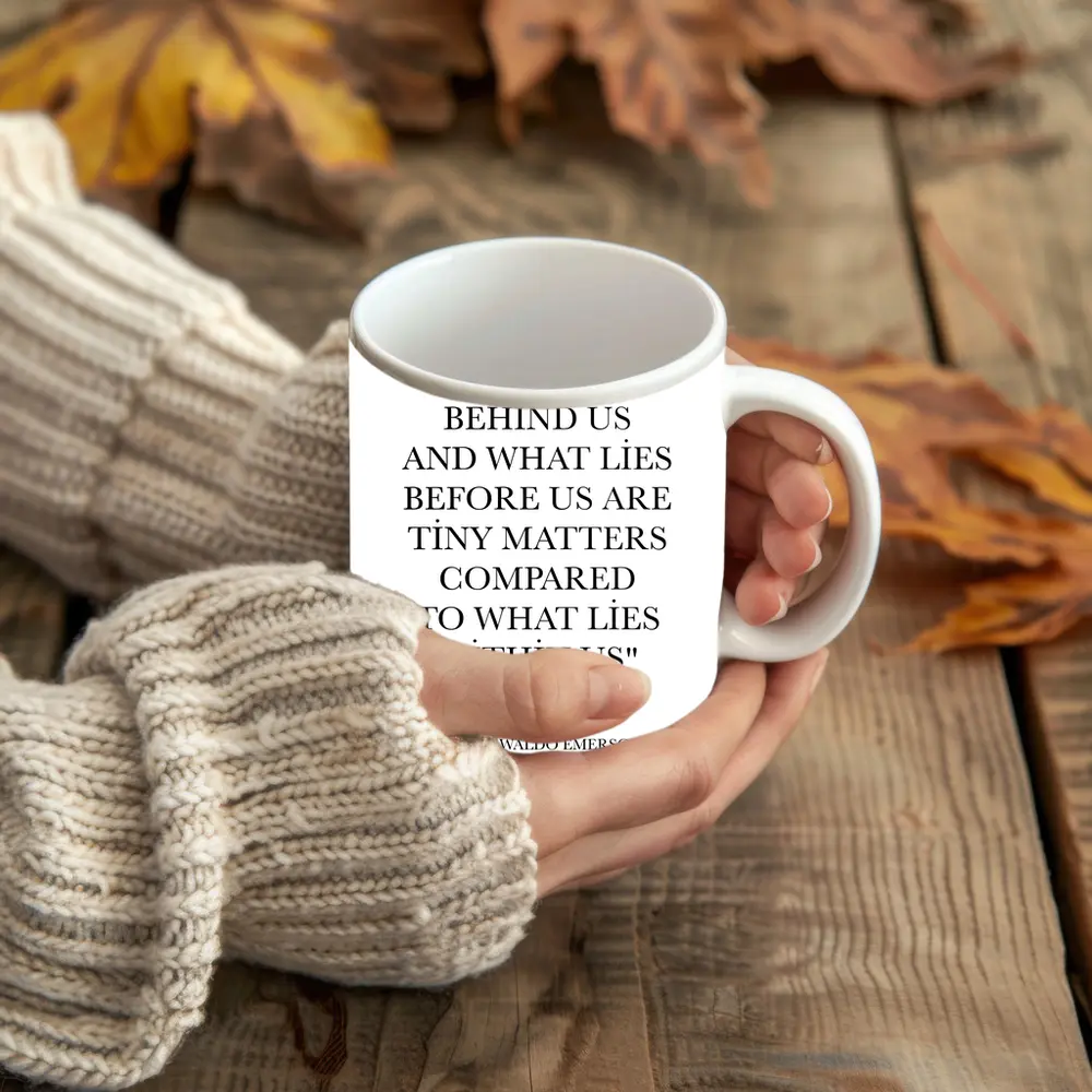Ralph Waldo Emerson Quote Black White Print – Mugs