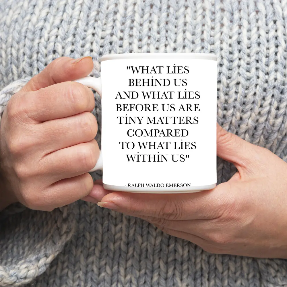 Ralph Waldo Emerson Quote Black White Print – Mugs