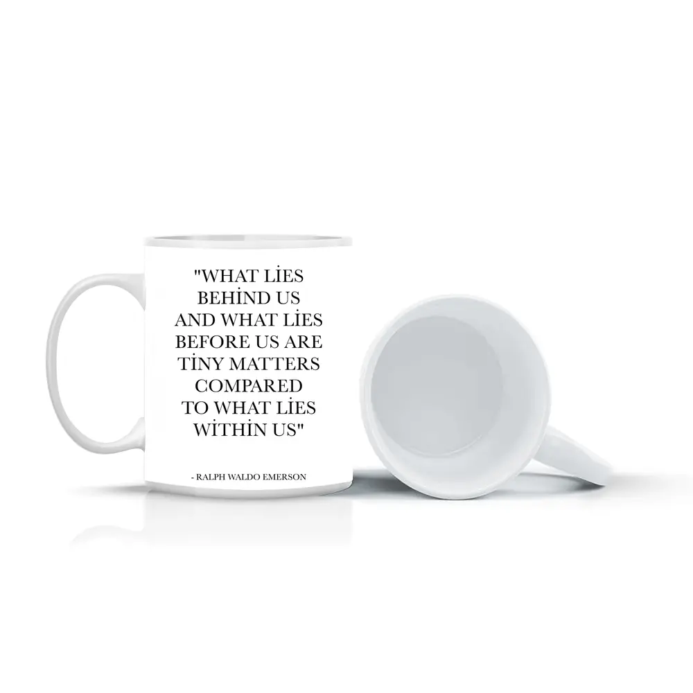 Ralph Waldo Emerson Quote Black White Print – Mugs