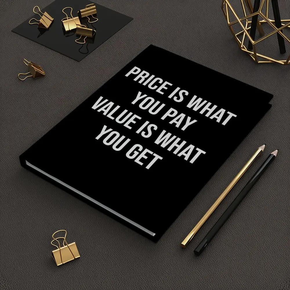 Price Is Value Quote Black White Print – Notebooks
