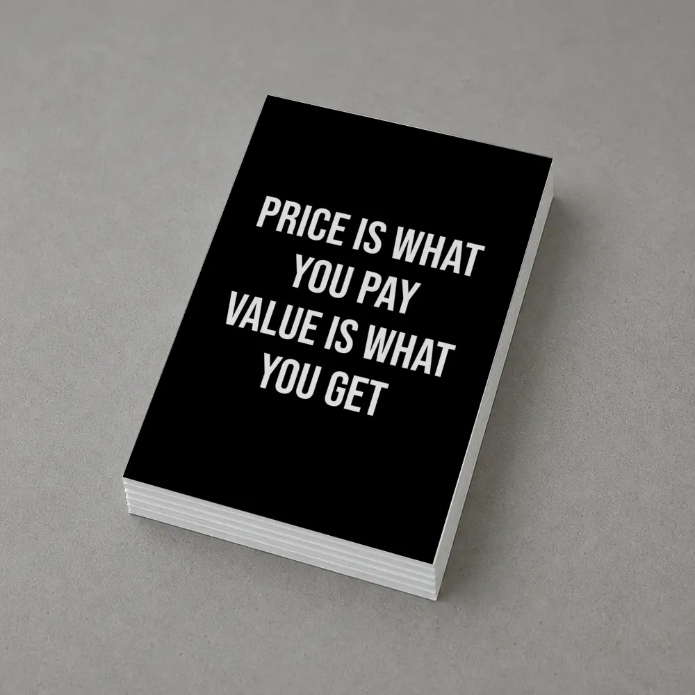 Price Is Value Quote Black White Print – Postcards