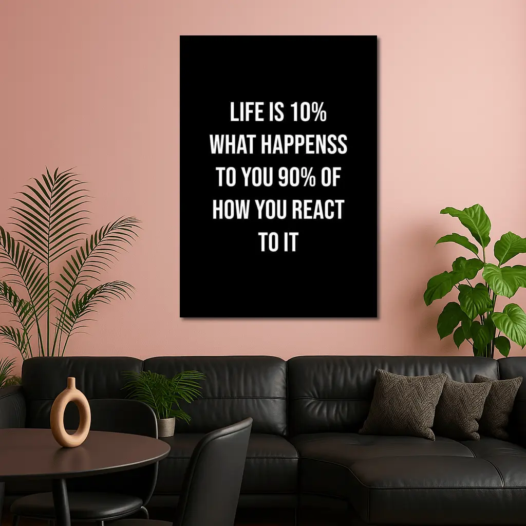 Life Reaction Quote Black Minimalist Typography Art – Wall Art