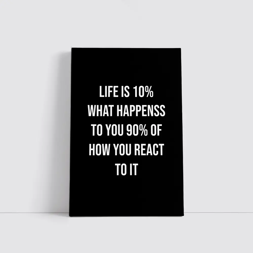 Life Reaction Quote Black Minimalist Typography Art – Wall Art