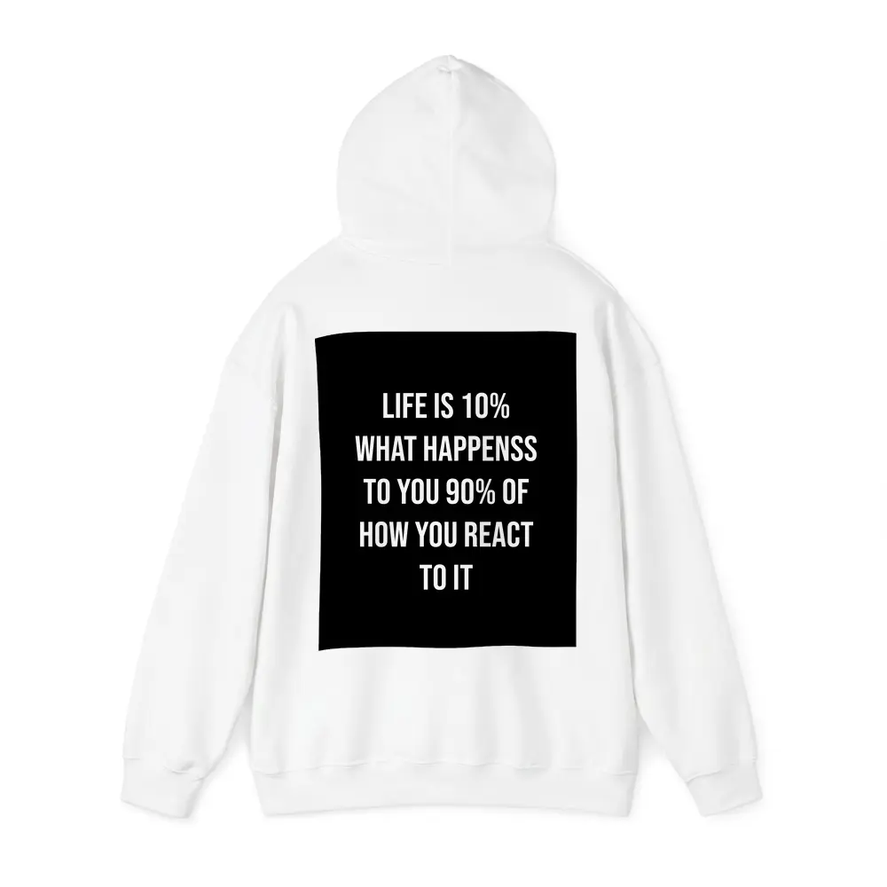 Life Reaction Quote Black Minimalist Typography Art – Hoodies