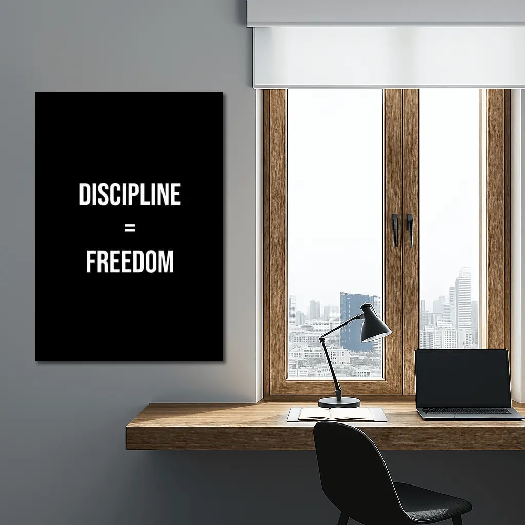 Discipline Equals Freedom Bold Black Typography – Wall Art