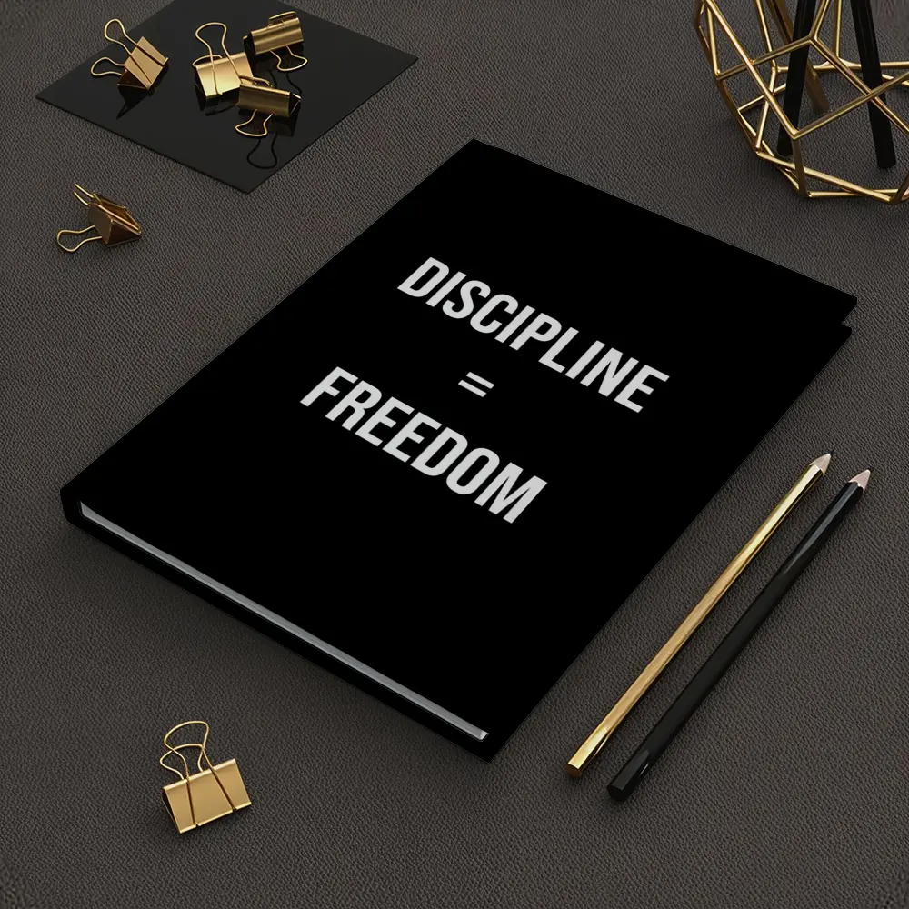 Discipline Equals Freedom Bold Black Typography – Notebooks