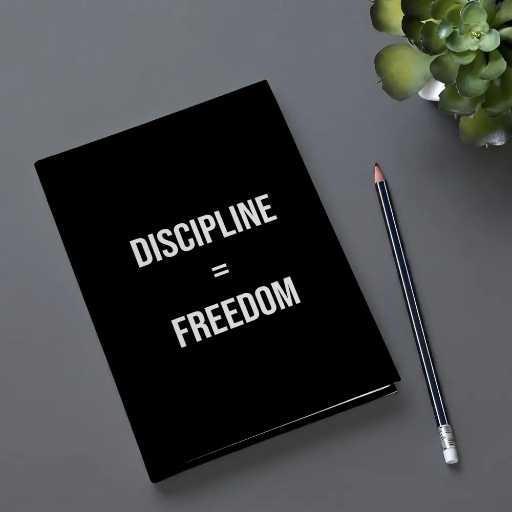 Discipline Equals Freedom Bold Black Typography – Notebooks