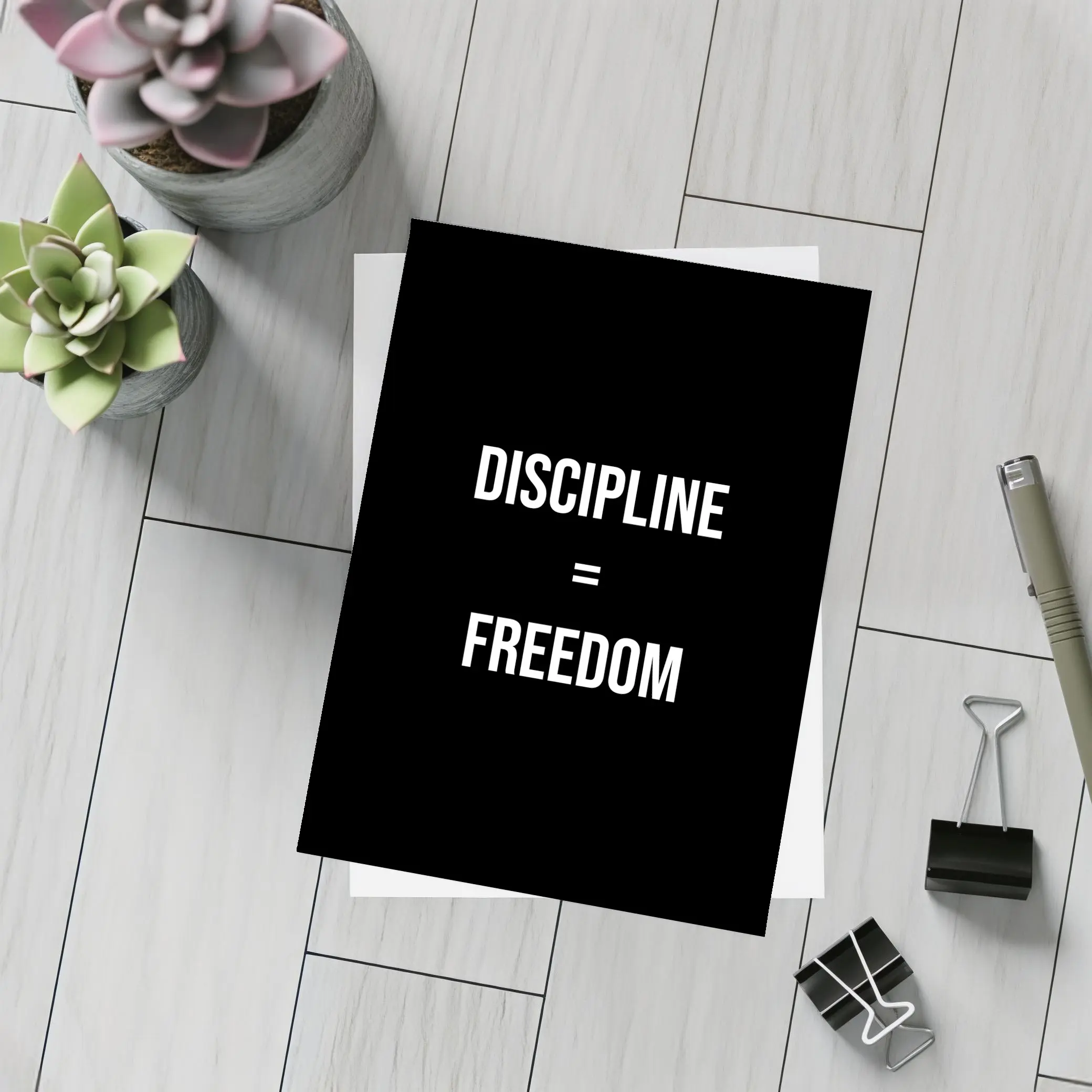 Discipline Equals Freedom Bold Black Typography – Postcards