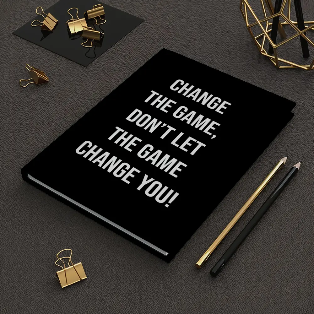 Change The Game Motivational Quote Black Background – Notebooks