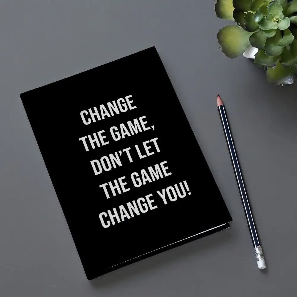 Change The Game Motivational Quote Black Background – Notebooks