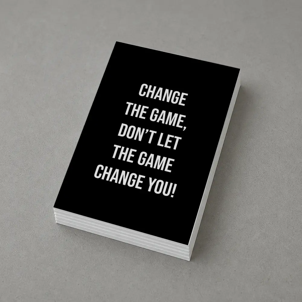 Change The Game Motivational Quote Black Background – Postcards